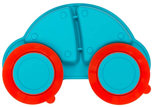 Silicone Divided Toddler Plates - Portable Non Slip Suction Feeding Plates For Children Babies And Kids Bpa Free Baby Dinner Plate (Car-Blue) #TOP3