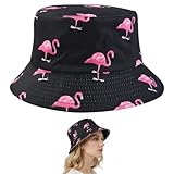 Sombrero de Pescador Divertido 1 Unidad Sombrero de Cubo con Estampado de Flamenco Talla única Unisex Ligero Transpirable para Playa Vacaciones Verano Uso Diario