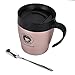 Tasse à café isolée 330 ml Tasse thermos en acier inoxydable à double paroi avec cuillère Tasse à café d'isolation de flacon à vide étanche pour les voyages scolaires à domicile(Or rose)
