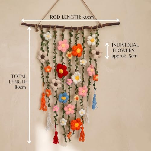 Regalo para mujer de decoración artesanal con flores de ganchillo tejidas 3