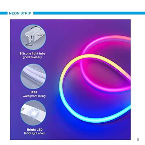 Gohfeoeo Rgbic Neon Rope Light, 10Ft Led Strip Lights With Music Sync, Diy Design,Works With Alexa And Google Assistant,Waterproof Rope Lights For Living Gaming Room Wall Decor (Not Support 5G Wifi) #TOP4