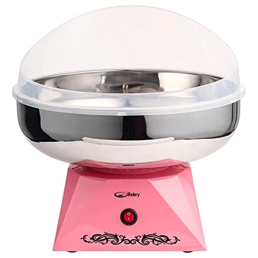 Cotton Candy Machine with Stainless Steel Bowl 2.0 - Cotton Candy Maker, 10 Cones & Sugar Scoop - Nostalgic Household Cotton Candy Machine for Kids, Birthday Party - Use with Floss Sugar, Hard Candy- By The Candery