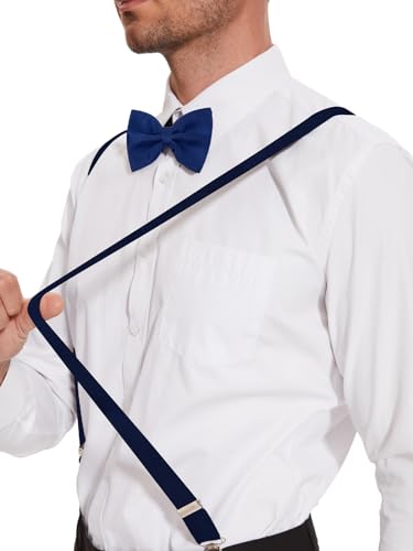 Image of habibee Suspenders and Bow Tie Set for Men, Adjustable Elastic Braces with Y-Back, Diverse Colors, Strong Clips