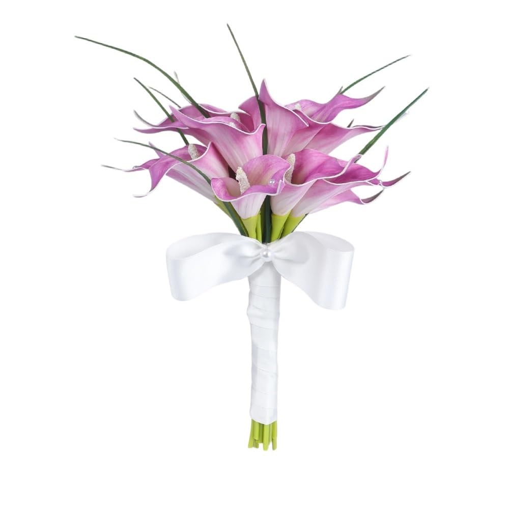 Huffa Purple Elegant Bride's Wedding Bouquet With Calla Lilies And Orchids - Perfect For Weddings And Special Occasions(Purple)