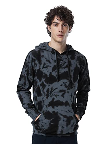Sweats à capuche noir tie dye coton coupe normale pour hommes et garçons
