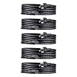 Amazon Basics PC Power Cord, 10 feet, 5-Pack, AC Power Cord for Monitor, Computer, TV, 3 Prong, 18 AWG, 125 Volts, Black