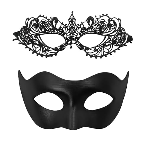 Ruispeed Venezianische Maskenball Masken für Paare – Élégante Masque de bal masqué Femme & Homme pour Halloween, Carnaval, Fête et Cosplay Costume