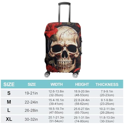 Skull Rose-Red Luggage Cover, Washable Elastic Suitcase Cover Protector Fit 18-32 Inch Luggage2