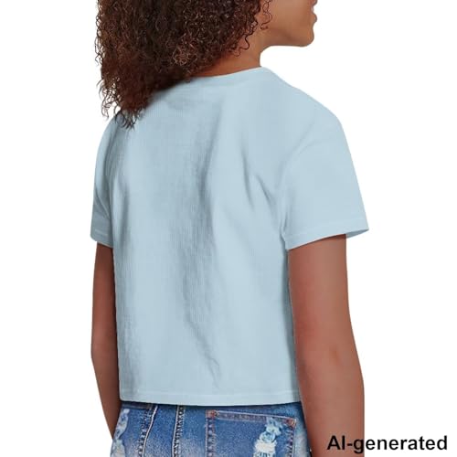 Image of Cute Crop Tops for Girls Short Sleeve Summer T Shirts Fashion Graphic Tees Crew Neck Pullover Tee 5-14 Years
