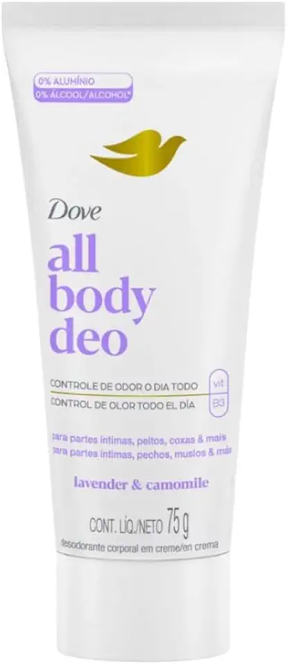 Dove All Body, Desodorante Corporal Em Creme, Para o Corpo Todo, Lavanda e Camomila 75g