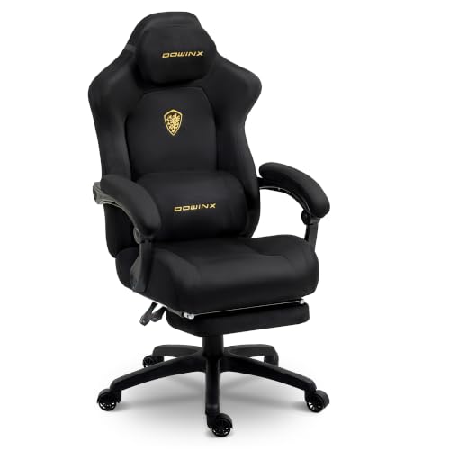 Dowinx Chaise Gaming Ergonomique avec Coussin Lombaire Réglable, Fauteuil Gamer en Velours, Assise Épaissie, Repose-Pieds Rétractable, Accoudoirs...