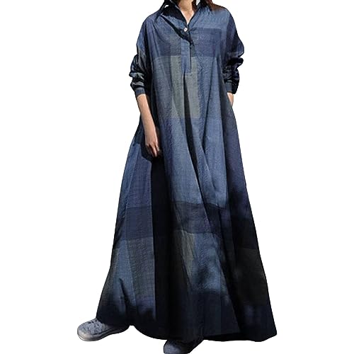 Robe en lin de coton pour femmes vêtement rétro aux finitions soignées