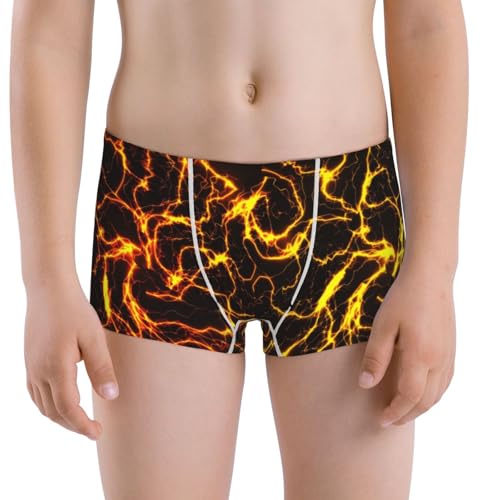 Boys' Cotton Boxer Brief Soft Underwear-Orange Lightning