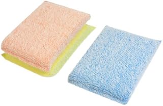 Exfoliante de esponja acolchada plana, cuenco limpiador, 3 unidades, amarillo, azul y naranja