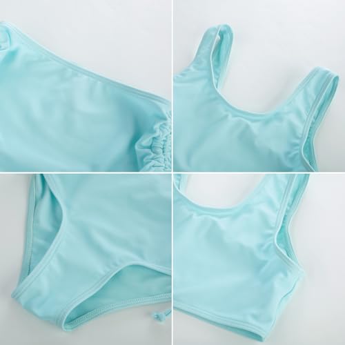 Image of GRACE KARIN Girls Bathing Suit Adjustable Taniki Swimsuit Tie Front 4 Piece Bikini Set with Kimono Cover Up 6-14
