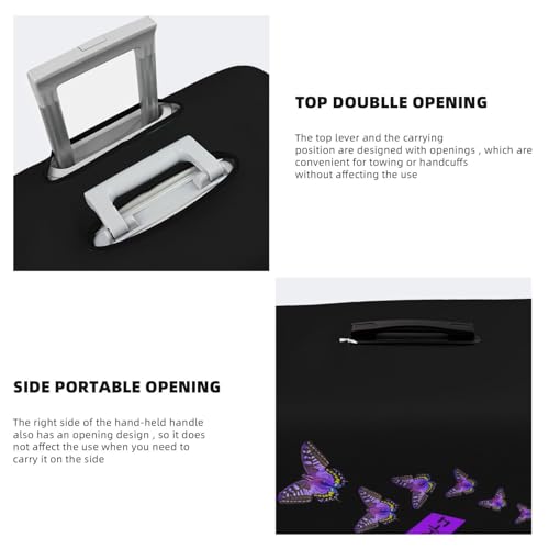 Pancreatic Cancer Awareness Butterfly Religious Travel Luggage Cover Suitcase Protector Fits 26-28 Inch Case(Black,L)4