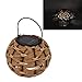 HOHXFYP Hanging Solar Lights, Hollowed Rattan Ball Solar Lantern Outdoor Waterproof, Vintage Warm Light Solar Powered LED Lights, Automatically Turn On At Night