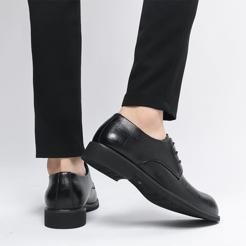 Mens Patent Leather Oxfords Formal Tuxedo Dress Shoes for Men Shiny Business Lace Up(7.5) Black2