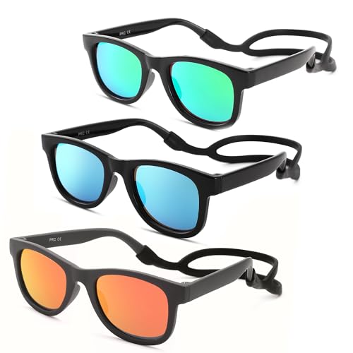 Image of GLARDEFE Polarized Baby Sunglasses with Strap - Unbreakable Infant Glasses for Newborn Toddler Boys Girls Age 0-12 Months