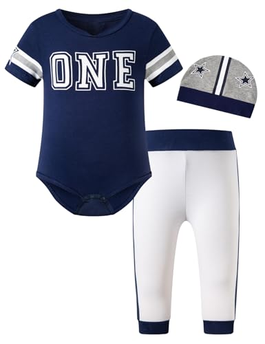 Baby Boy Football One Year Old First Year Down Birthday Outfit Party Sports Bodysuit Pant sets?12-18 Months?