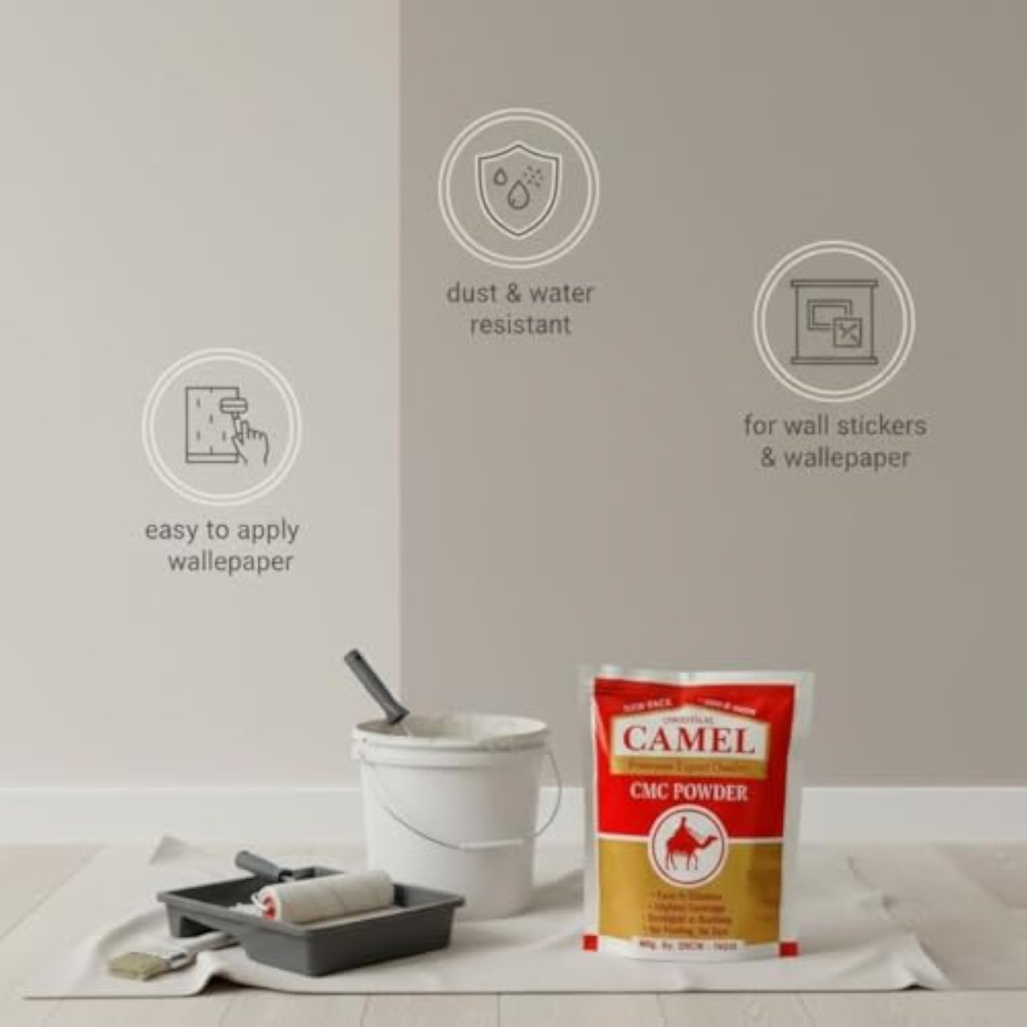 Camel CMC Powder Wallpaper Adhesive 200g, Strong Wall Sticker Gum
