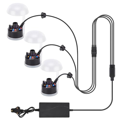 FITNATE 3-in-1 Fog Machine with Splash Guard, Single Adapter for 3 Heads, Red Blue Yellow Lights for Halloween Pond Humidifier