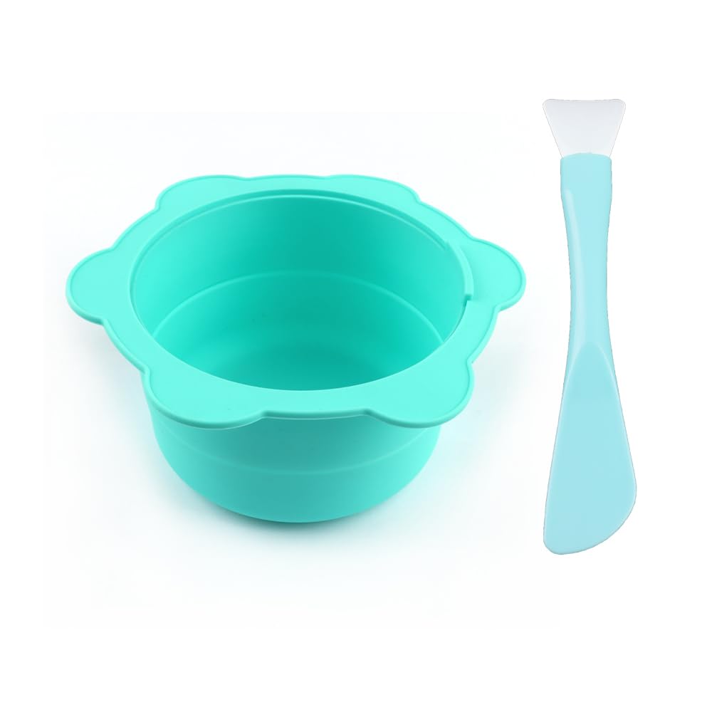 Replacement Pot Set for Wax Warmer Removable Silicone Waxing Facial Mask Mixing Bowl and Non-stick Spatulas Home Hair Removal Sticks Reusable Wax Heater Machine Accessory Green