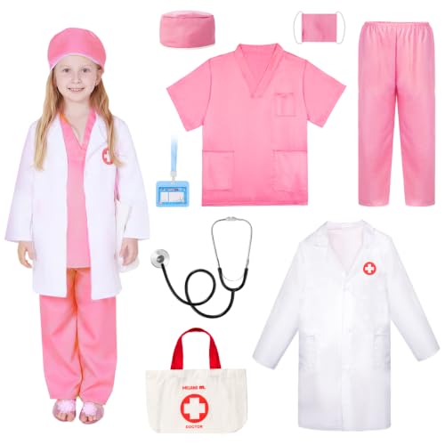 Meland Doctor Costume for Kids 3-10, Kids Dress Up Set with Lab Coat & Accessories for Role Play...