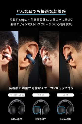 undefined Anker Soundcore AeroClip（Bluetooth 5.4）【オープンイヤー型ワイヤレスイヤホン/イヤーカフ / IP55 防塵・防水規格 / 最大32時間再生 / マルチポイント接続】ミッドナイトブラック の商品画像 2