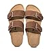 FUNKYMONKEY Unisex Slide Sandals Adjustable Double Buckle with Soft Footbed Comfort Slides for Women and Men (6 W/4.5 M, Brown-BS)