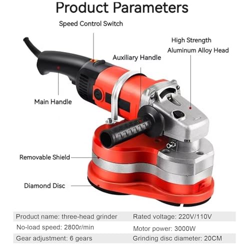 Amoladora angular para hormigón y metal con cabezal ajustable a 90 grados para cortar sin polvo 3
