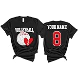 DESTWA Personalized Volleyball Mom Shirts for Women Plus Size, Custom Volleyball Shirt with Team Name Number, Gifts for Volleyball Mom, Mothers Day, Christmas, Small, Design 4