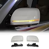 適合ランドクルーザープラド 200 2008-2021 バックミラー装飾カバー, LEDストリームライト, ダイナミックターンシグナル For Land Cruiser Prado 120 LC120 LC150 LC200 FJ200 外観アップグレード改造部品 (パールホワイト)