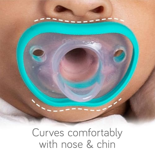 Image of Nanobebe Baby Pacifiers 0-3 Month - Orthodontic, Curves Comfortably with Face Contour, Award Winning for Breastfeeding Babies, 100% Silicone, Baby Registry Gift 4pk, Sage /White