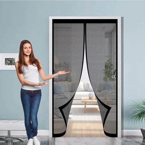 Moustiquaire porte aimantée 129 x 170 cm en maille fine noire - 2