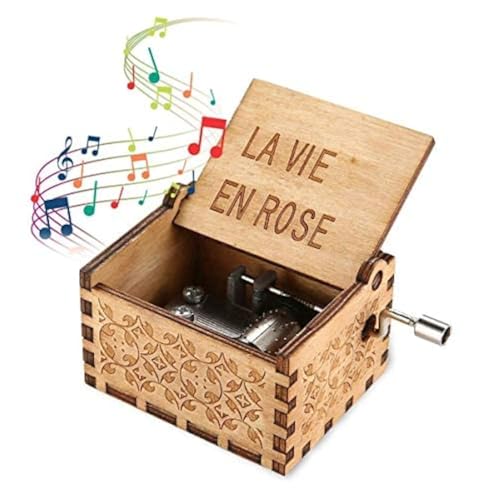 Image of Nostalgish - La Vie En Rose Music Box - Hand Crank Wooden Musical Boxes Music Box - Unique Gift (Wood, La Vie En Rose)