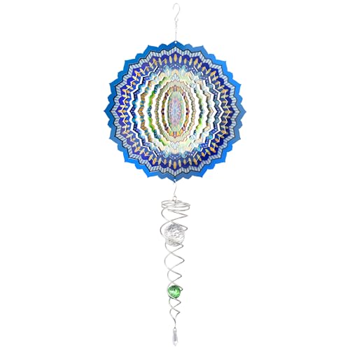 Navaris Carillon a Vent Exterieur Zen - Eolienne Moulin à Vent Cinétique Pivotant avec Crochet de Suspension - Decoration Jardin en Acier Inoxydable -...