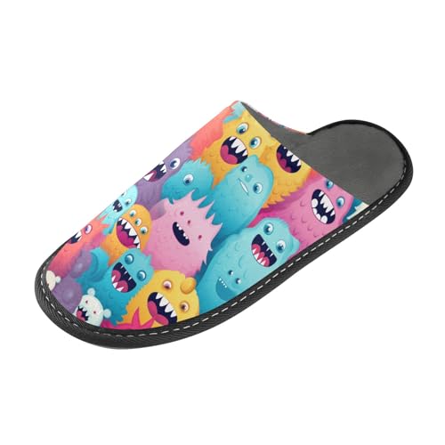Monsters Fuzzy Slippers Soft Home Bedroom Slippers for Women Men House Shoes