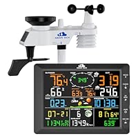AIRAIN TECH 14-in-1 Wireless Weather Station with Outdoor Wireless Sensor,Radio-Controlled Clock,Rain Gauge,Wind Speed/Direction,Moon Phase,Wind Chill Index,Outdoor Dew Point,Barometer(NO WiFi)