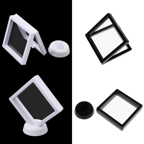 Image of 3D Floating Frame Display Cases, 4pcs Transparent PE Film Jewelry Storage Case for Bracelet Necklace Earrings Rings, Suspension Display Stands for Coin Medal Artefact Chip, 3.54''x3.54''