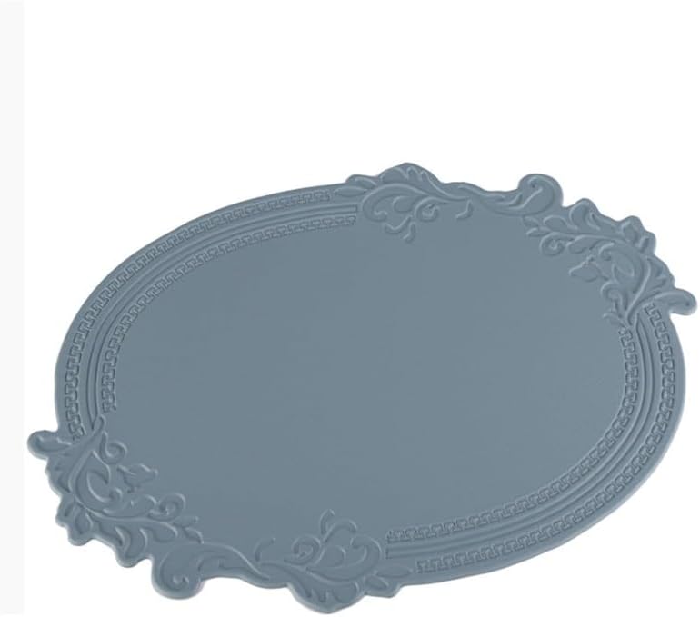 Oval Embossed Leather Placemat Retro Non-Slip Heat Insulation Western Table Mat