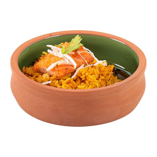 Restaurantware-Terra Tek 8.5 Ounce Terracotta Cazuelas, 2 Green Glazed Clay Pots For Cooking - Oven-Ready, Microwavable, Terracotta Serving Pots, Dishwashable, For Cooking And Serving