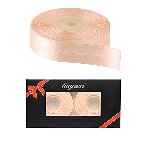 Image of Solid Color Double Faced Peach Satin Ribbon 1 /2 inch X 50 Yards, Ribbons Perfect for Crafts, Wedding Decor, Bow Making, Sewing, Gift Package Wrapping and More