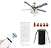QIACHIP WiFi Control Remoto para Ventilador de Techo, Mando a Distancia Ventilador Techo 3 Velocidades, 4 Temporizadores, Inalámbrico Controlador Kit Compatible Para APP, Alexa, Google Casa