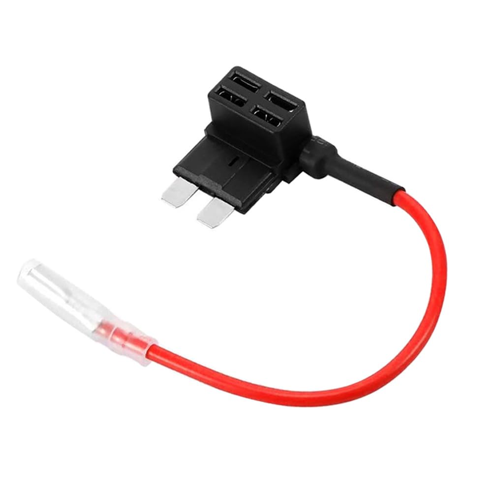 BeiLan 12V 24V standaard add-a-circuit zekeringstap, 4 stuks ACU medium piggyback zekeringhouder met kabelboom, 12 stuks zekering (3A 5A 7.5A 10A 15A 20A) en 1 stuks zekeringtrekker
