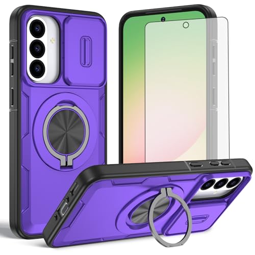 Coque Samsung Galaxy A56 5G antichoc à anneau magnétique et cache objectif