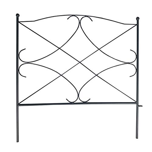 Ashmanonline Galvanized Garden Fence 24In X 10Ft, Black (Set Of 5) - Outdoor Metal Landscape Fencing Steel Wire Gate Border Edge Folding Patio Flower Bed Animal Barrier Section Edging. #TOP1