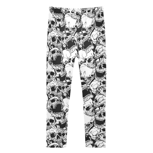 Girls Leggings Soft Toddler Ankle Length Bottoms Skulls Kids Dance Yoga Pants 4-10 Years