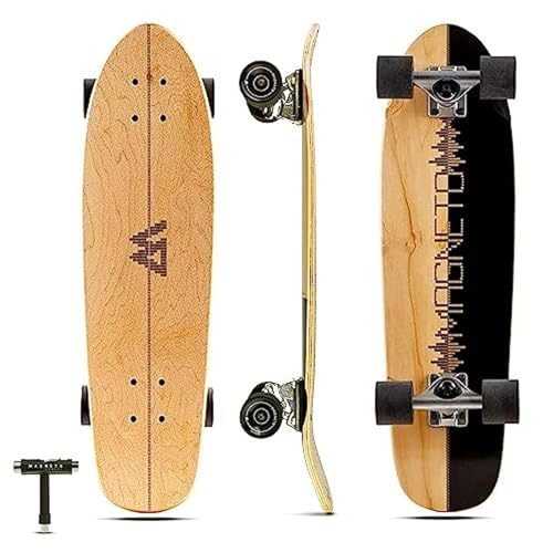 Magneto Mini Cruiser Skateboard - 7-Ply Maple Deck Mini Cruiser Board - Smooth Aluminum Trucks & PU Wheels All Road Skateboard - Double Kicktail Tricks Ready Short Longboards - 27.5' x 7.5'