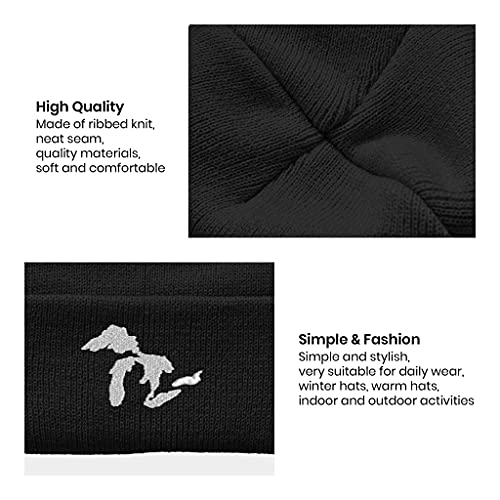 Image of Embroidery Goth Beanie Knit Hats for Men & Women, Embroidery Winter Hats Skull Cap